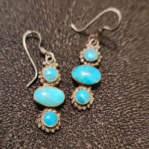 Turquoise Silver Dangle Earrings
